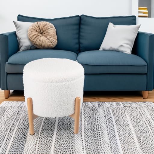 Lavish Home Round Sherpa Storage Ottoman