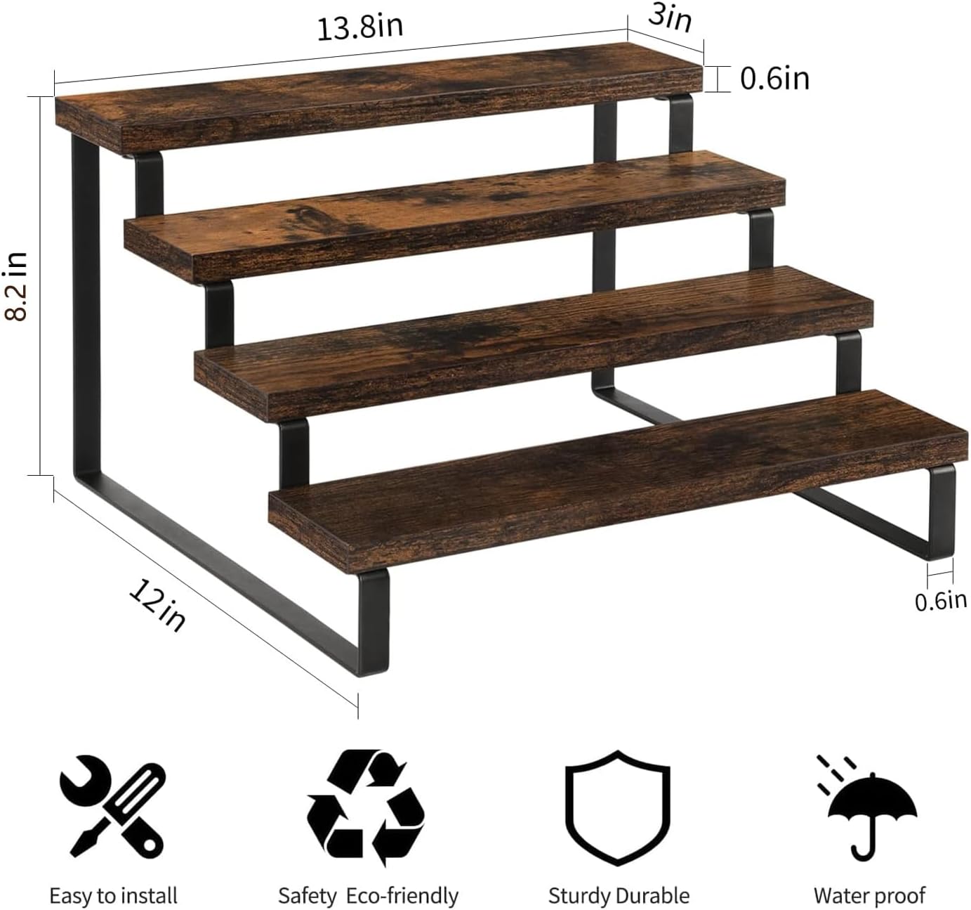 4 Tier Wooden Display Riser Stand 2 Pack