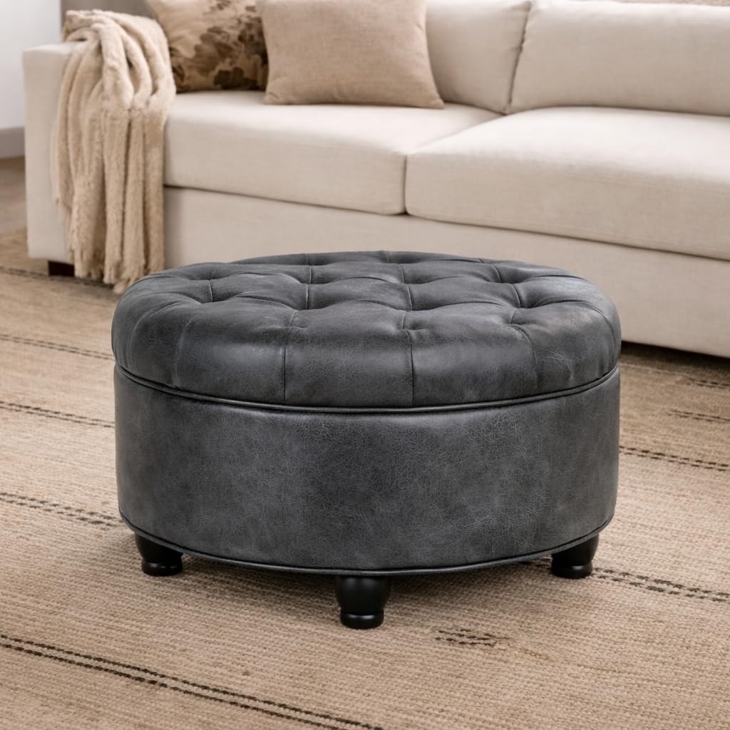 HomePop Round Storage Ottoman