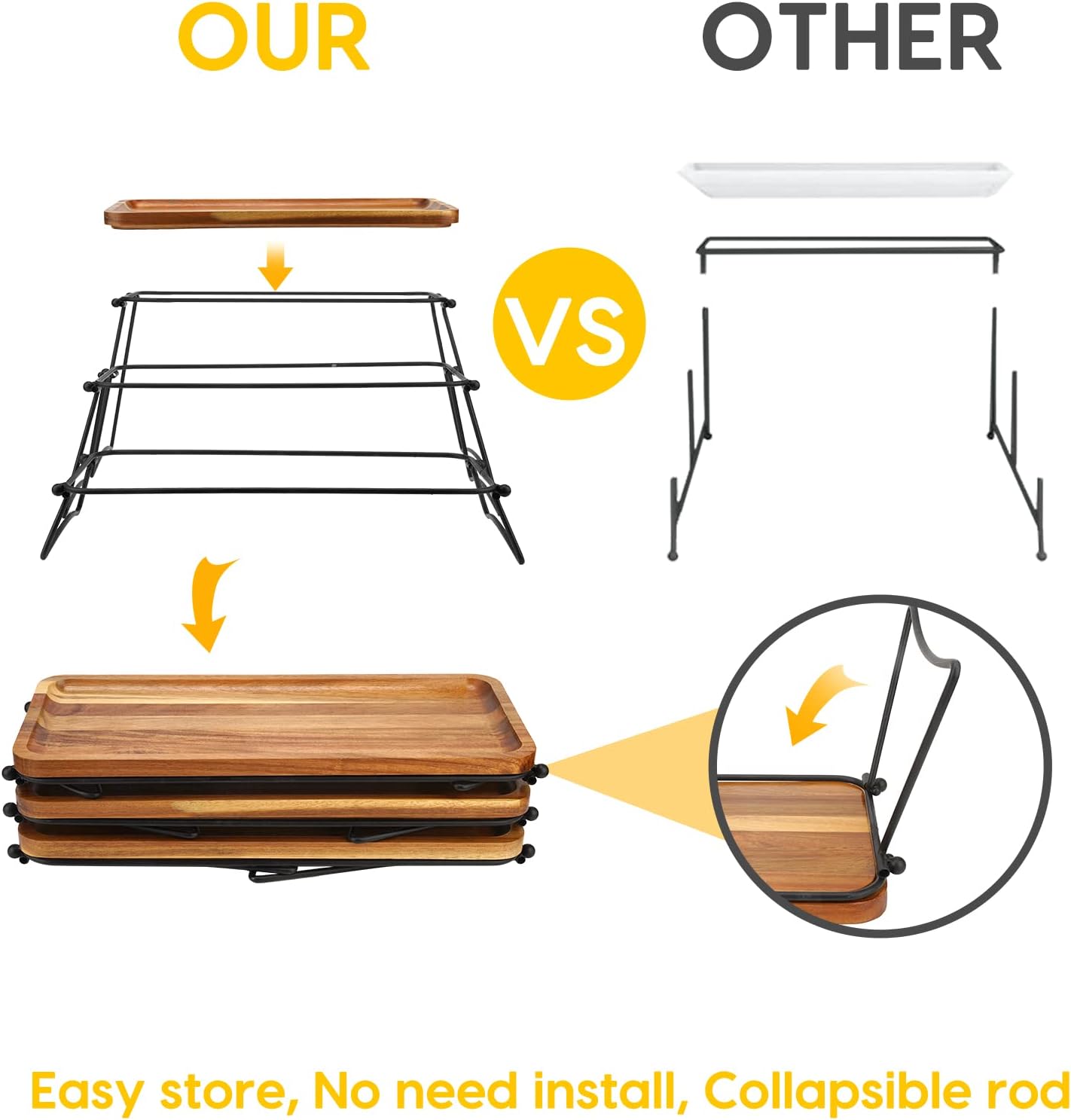 3 Tier Acacia Wood Cupcake Stand Tray