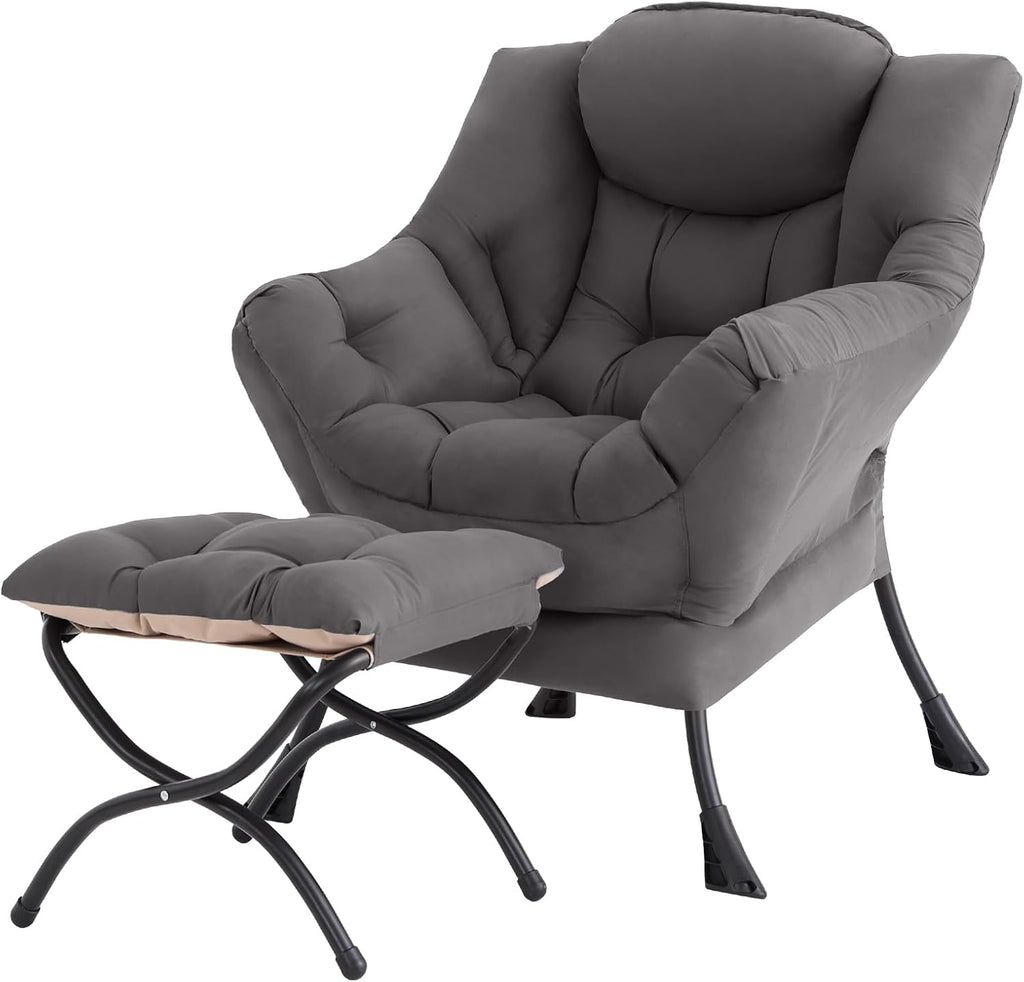 Tiita Dark Grey Accent Chair with Ottoman