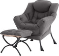 Tiita Dark Grey Accent Chair with Ottoman