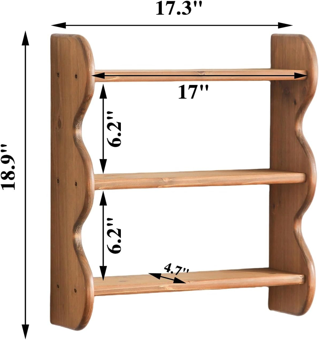 Solid Wood 3-Tier Wall Shelf