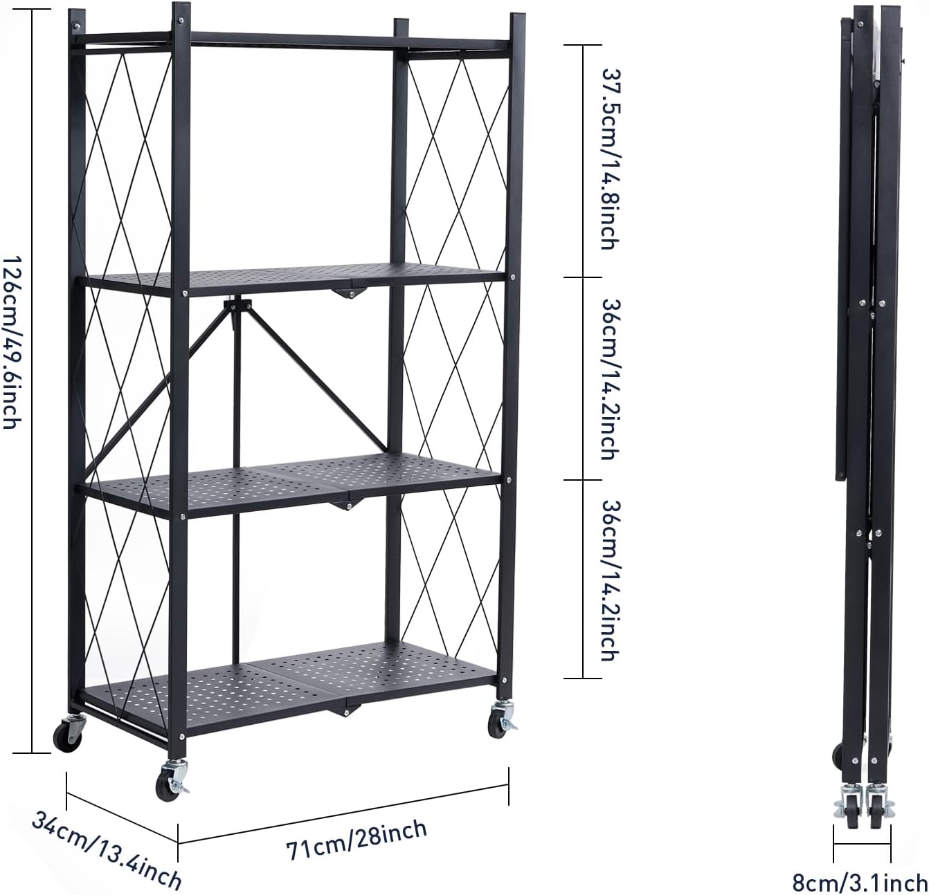 4-Tier Foldable Storage Shelves