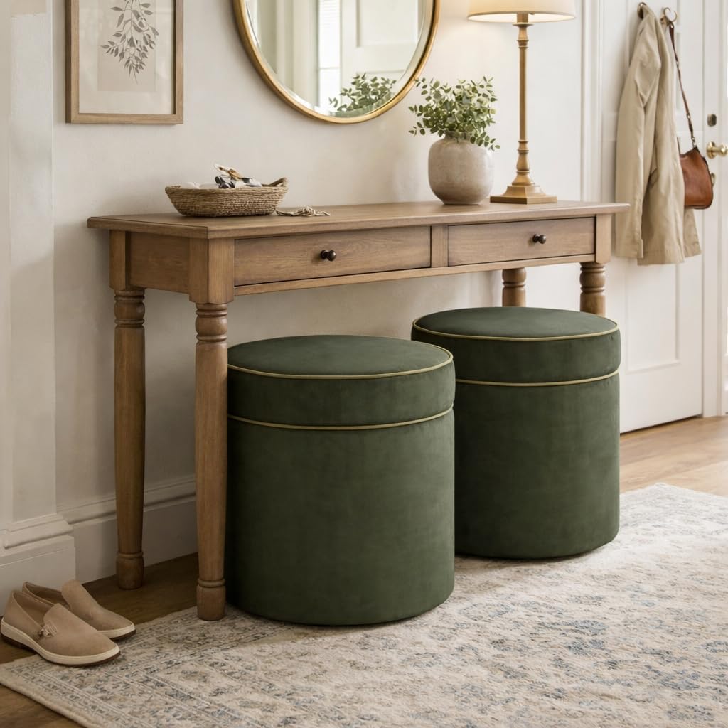 Spatial Order Velvet Storage Ottoman