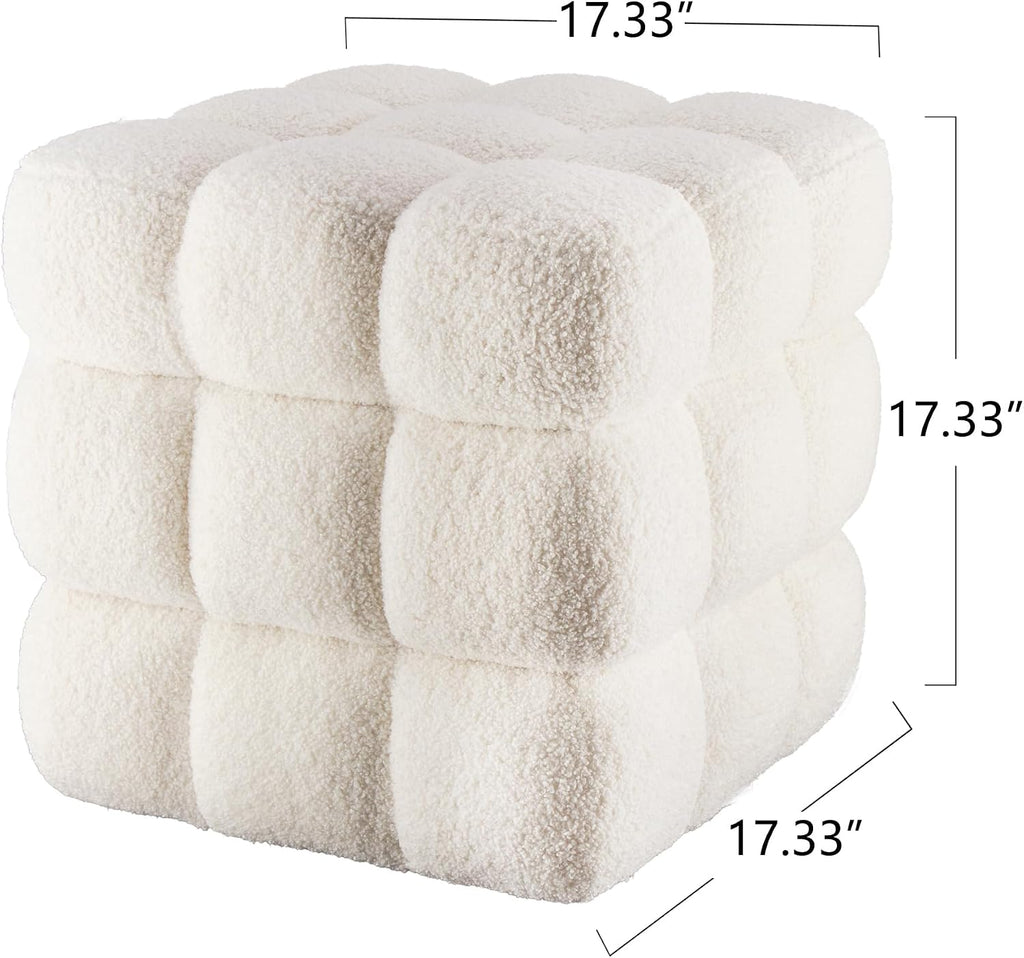 White Sherpa Square Ottoman