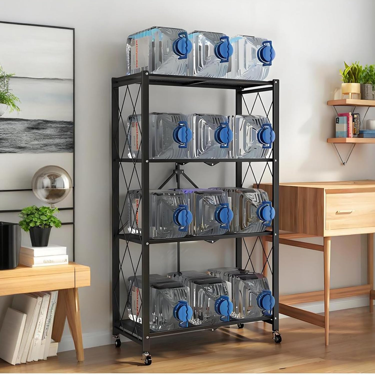 4-Tier Foldable Metal Storage Shelves
