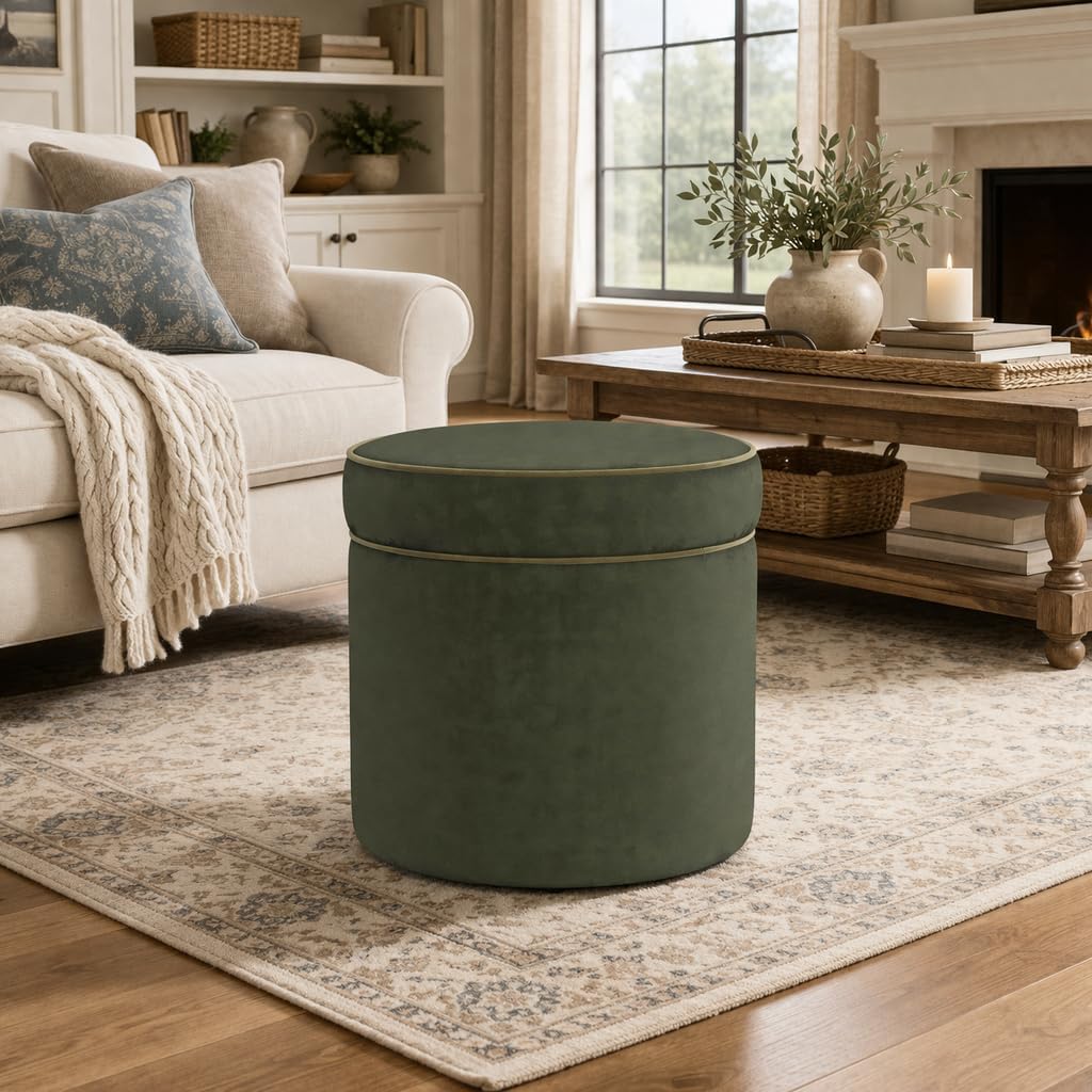 Spatial Order Velvet Storage Ottoman