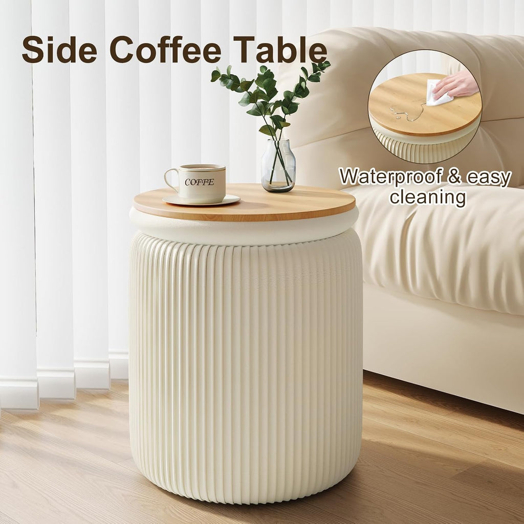 Velvet Round Storage Ottoman Set of 2