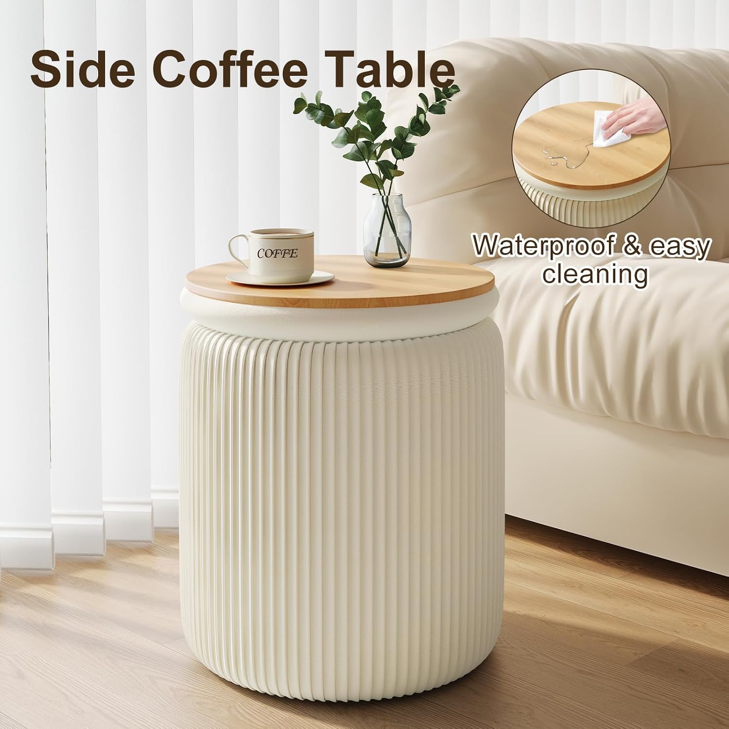 Velvet Round Storage Ottoman Set of 2