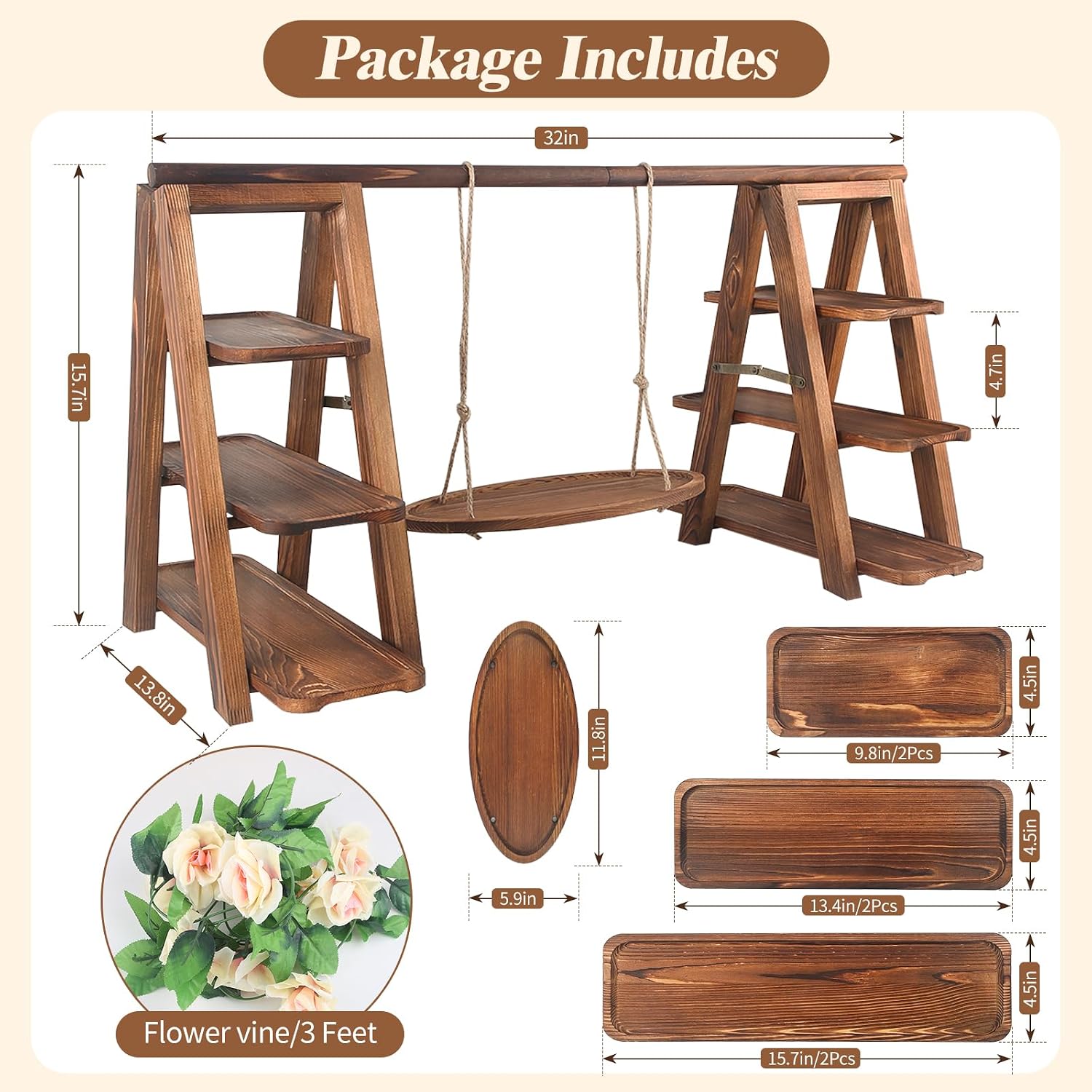 Wisreach 3 Tier Wooden Cupcake Stand