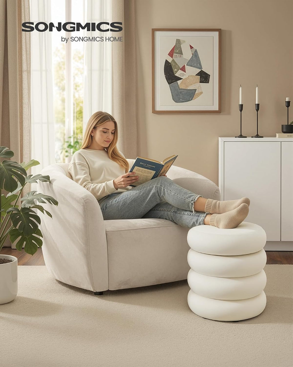 Velvet Round Storage Ottoman