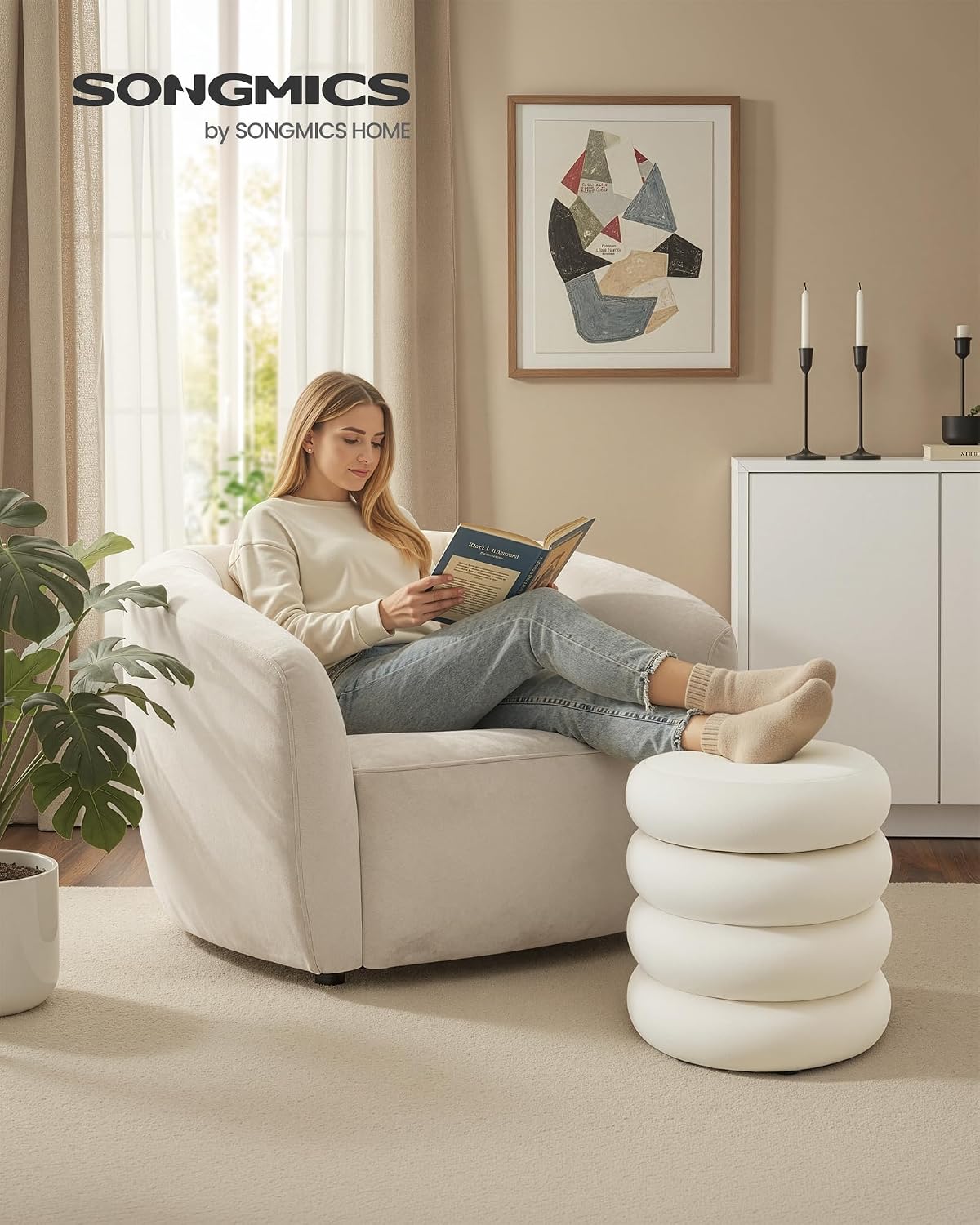 Velvet Round Storage Ottoman