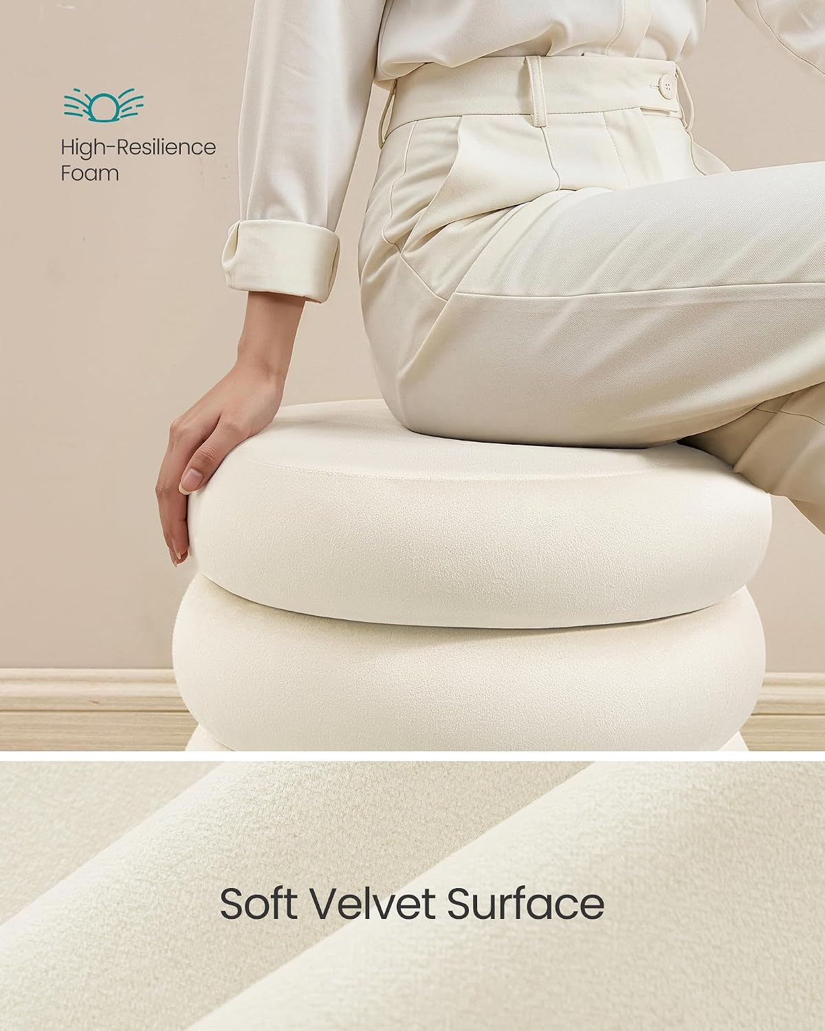 Velvet Round Storage Ottoman