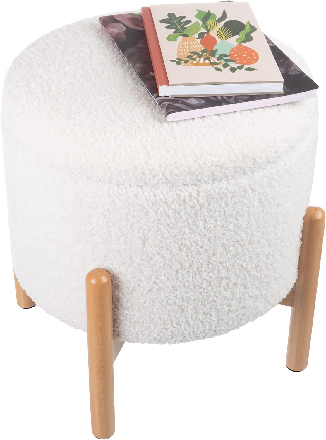 Lavish Home Round Sherpa Storage Ottoman