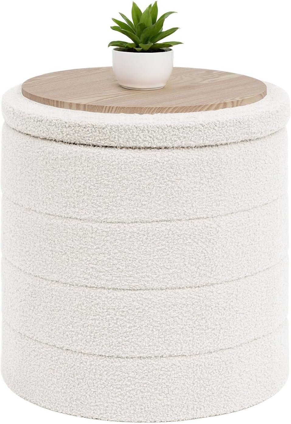 B FSOBEIIALEO Round Sherpa Storage Ottoman