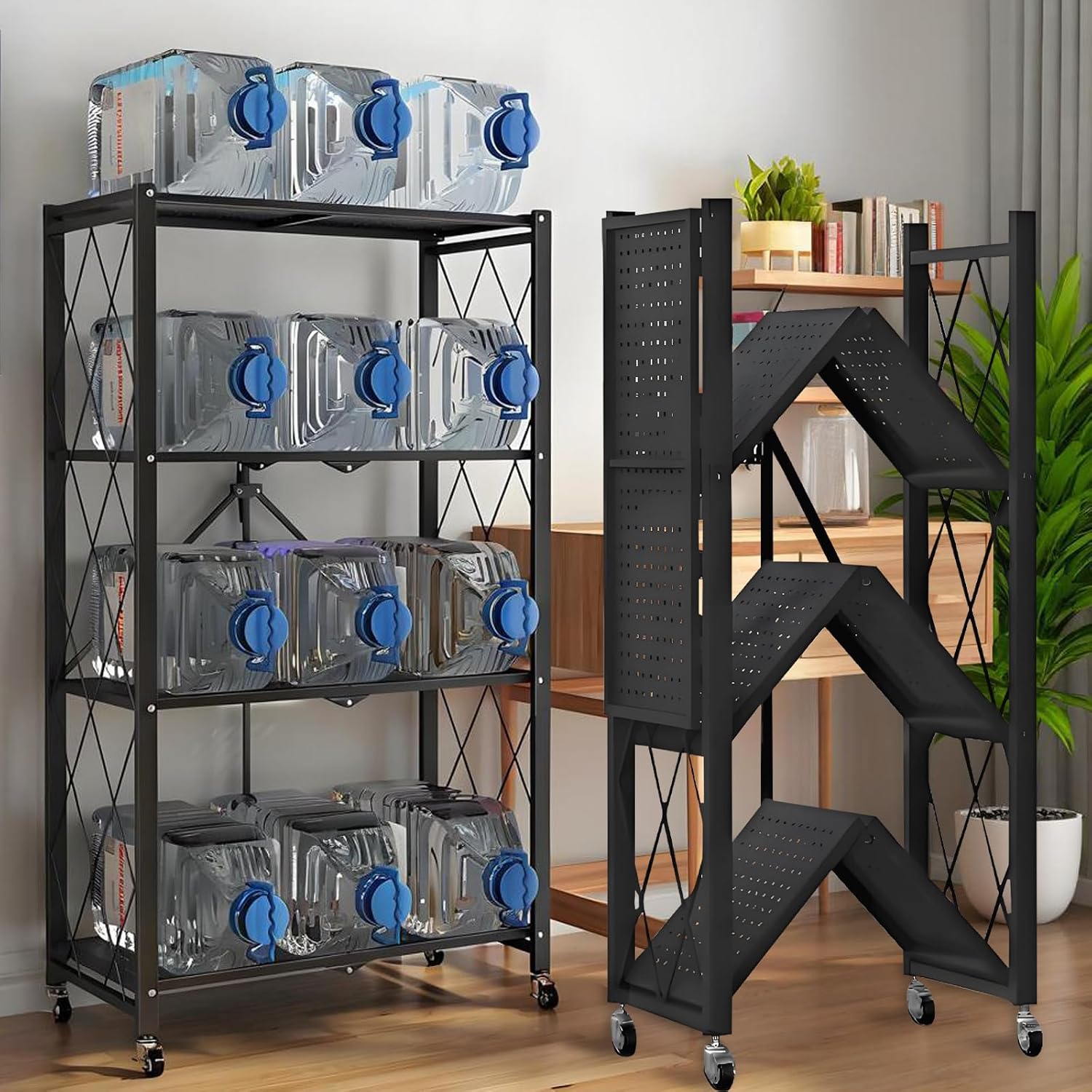 4-Tier Foldable Metal Storage Shelves