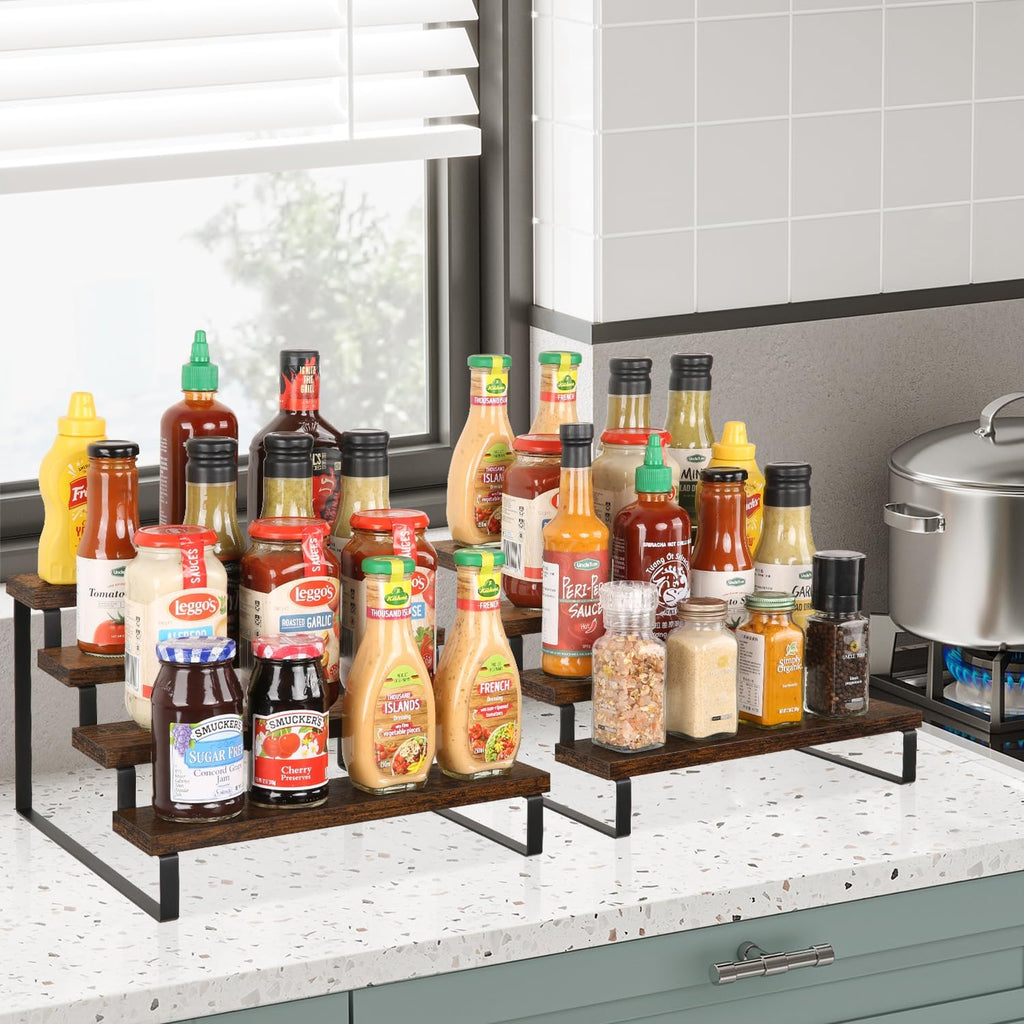 4 Tier Wooden Display Riser Stand 2 Pack