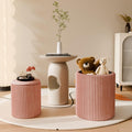 Velvet Round Storage Ottoman Set of 2