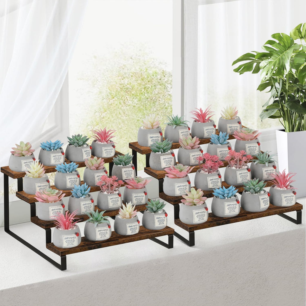 4 Tier Wooden Display Riser Stand 2 Pack