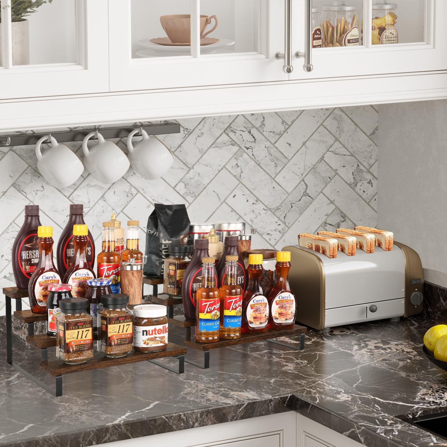 4 Tier Wooden Display Riser Stand 2 Pack