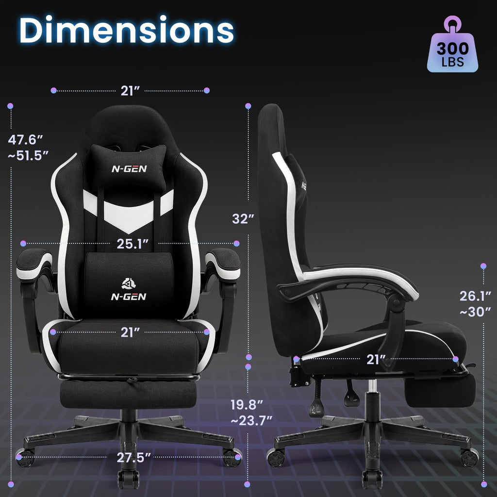 Fabric Gaming Chair Footrest