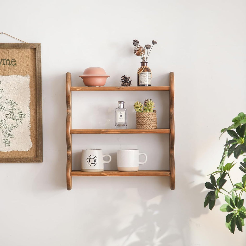 Solid Wood 3-Tier Wall Shelf