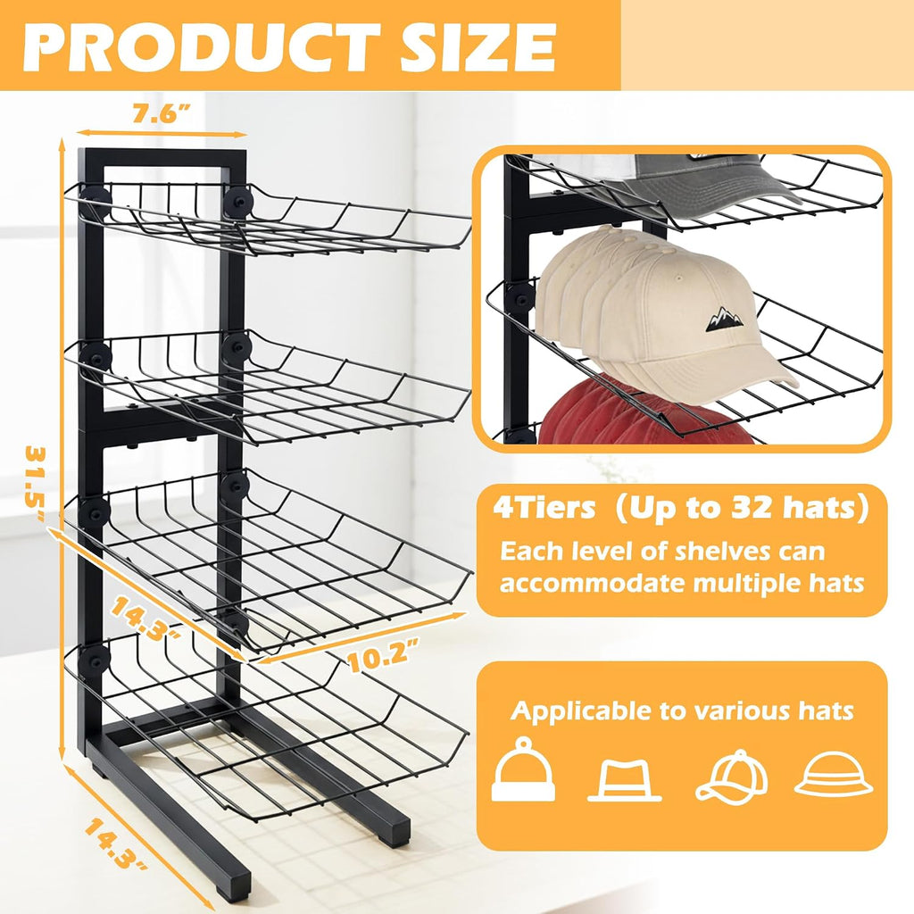 4 Tier Metal Hat Display Rack