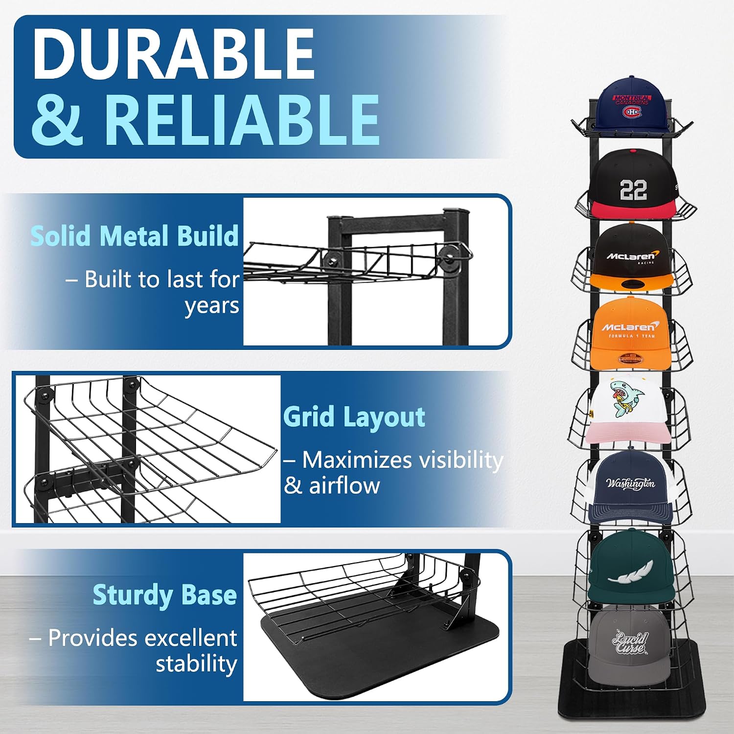 8 Tier Metal Hat Display Rack