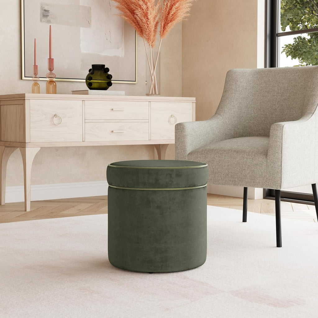 Spatial Order Velvet Storage Ottoman