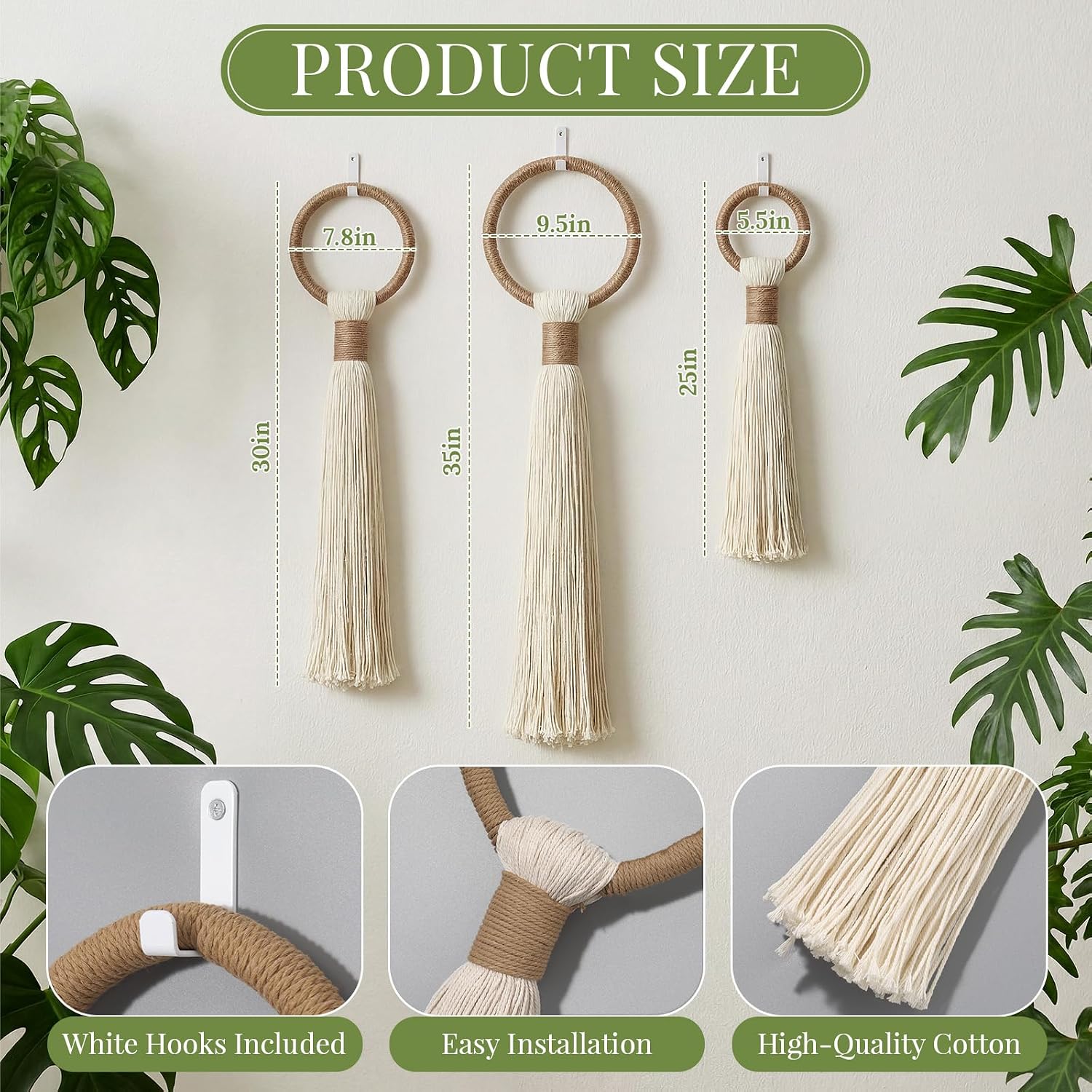 egeme 3pcs Macrame Wall Hanging