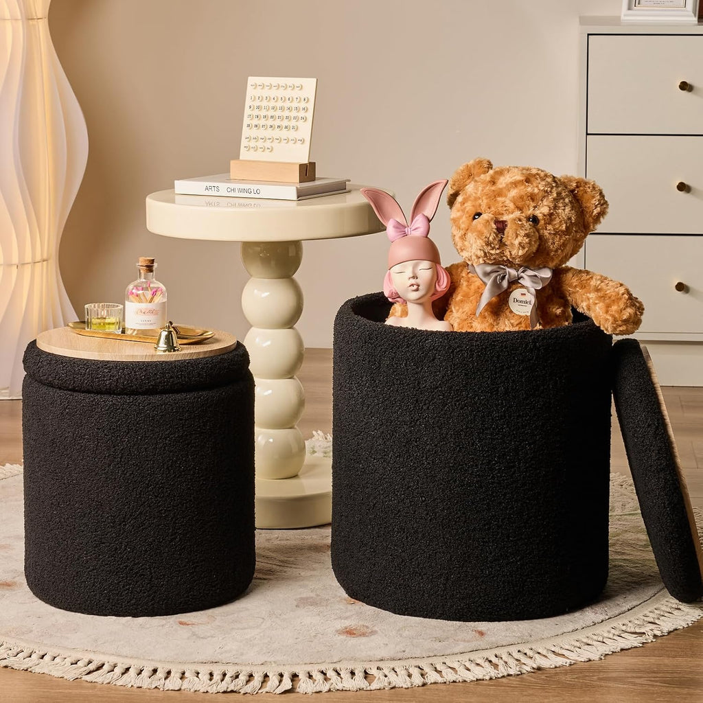 Round Storage Ottoman Set of 2