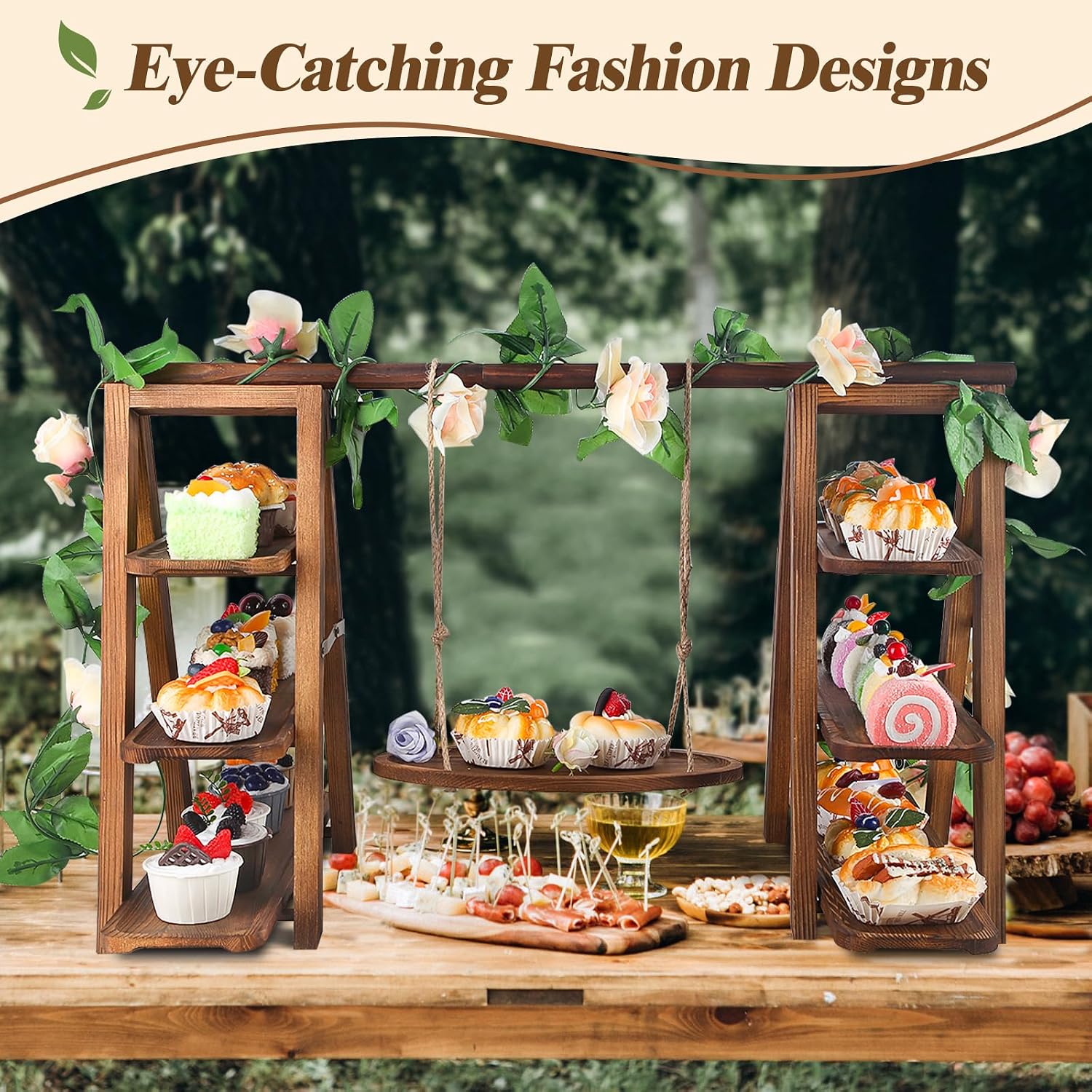 Wisreach 3 Tier Wooden Cupcake Stand