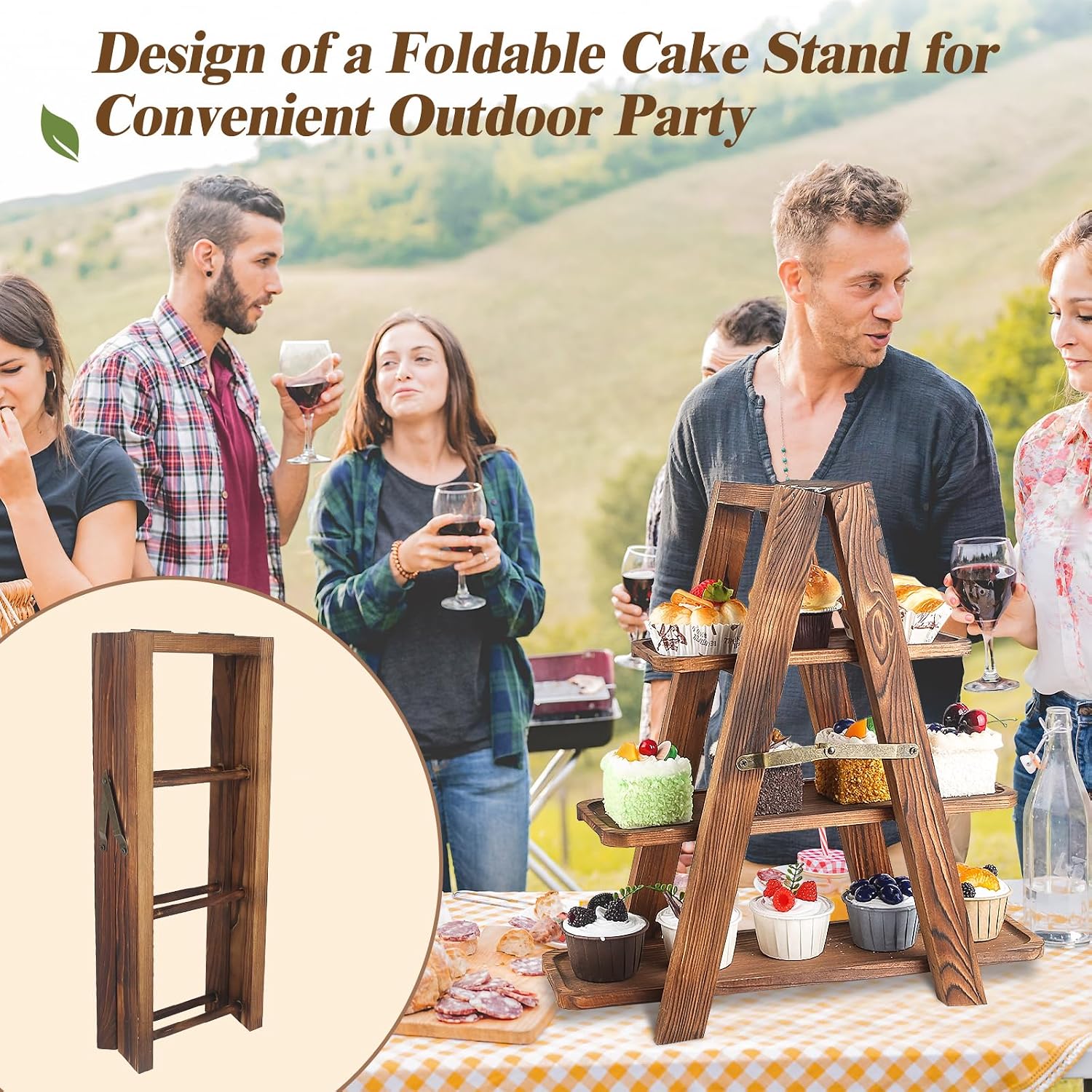 Wisreach 3 Tier Wooden Cupcake Stand