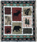 Geometric Moose Bear Woven Tapestry Throw